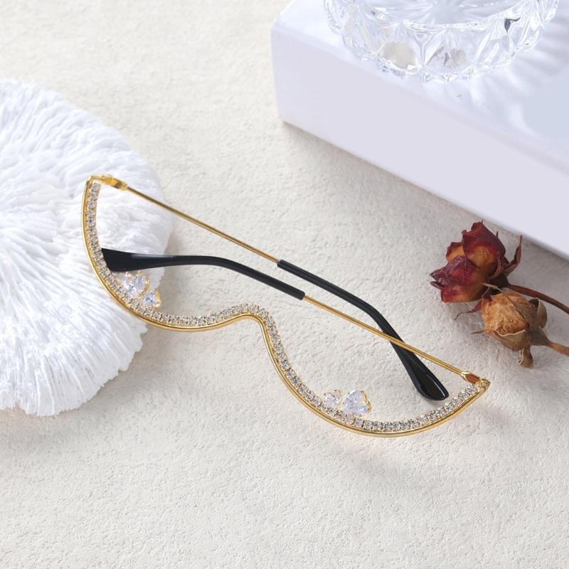Stylish Metal Frame Glasses With Sparkling Rhinestones Costume Accessories Decoration For Cosplay And Parties