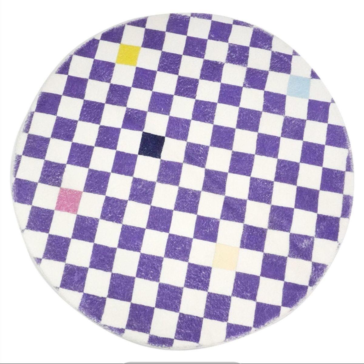 

Round Checkerboard Carpet Dresser Thickened Carpet Home Living Room Bedroom Bedside Large Area Carpets Fluffy Soft Non-slip Rug Diameter200CM