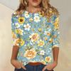 Women's Casual Floral Print Round Neck Three Quarter Sleeve Top Lightweight Comfortable Fit Versatile Daily Wear Blouse