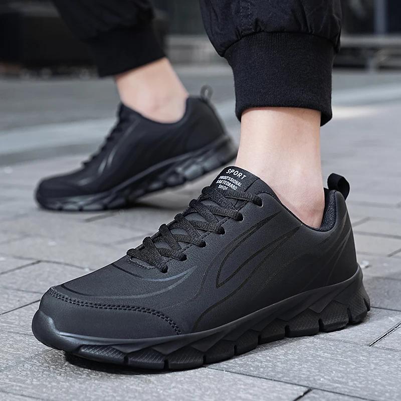 

Модная кожаная мужская обувь для бега, повседневная обувь на шнуровке, мужские кроссовки, легкая обувь для ходьбы, мужская 39