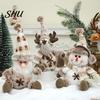 Holiday Decoration Doll Christmas Plush Knitted Snowman Elk Santa Toy Soft Sitting Adorable Ornament Figure Desktop Decor Stuffed Pillow for