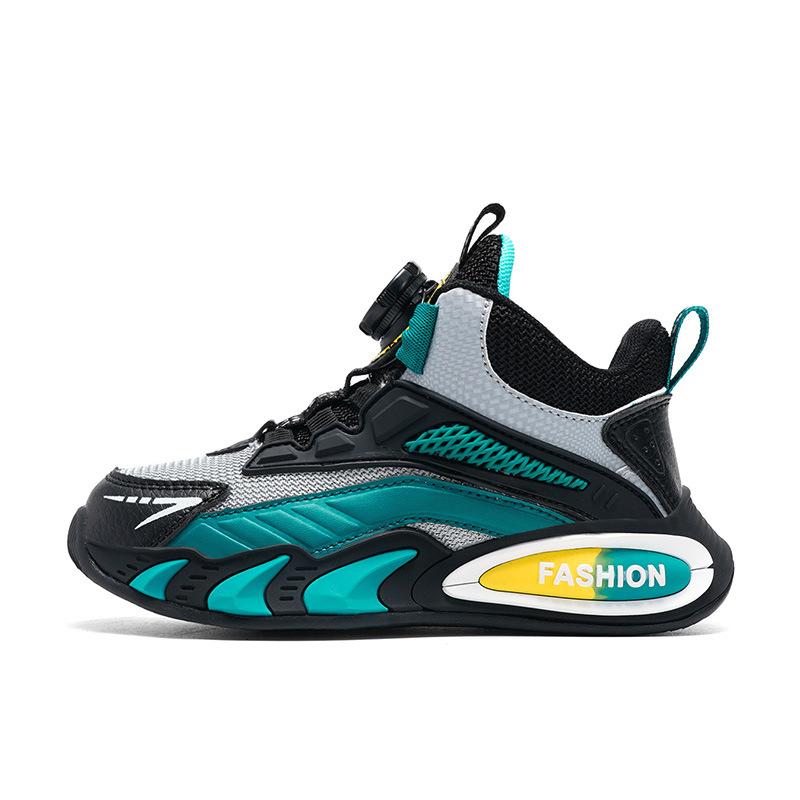 Boys Mesh Sneakers Medium and Older Children's Button Running Shoes Children's Shoes Spring Skates Popular Basketball Shoes