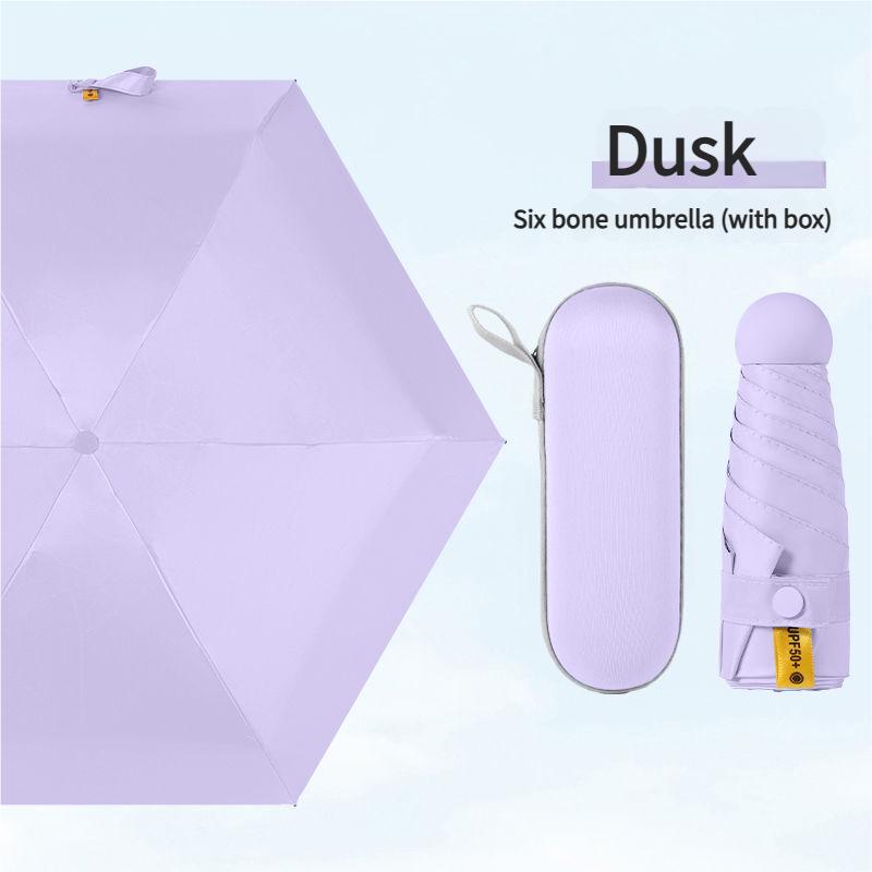 Mini Capsule Umbrella Portable Five Fold Umbrella Sun Rain Dual Use Sunshade Pocket Sun Umbrella Women Anti Sun Anti UV Fold Sma
