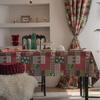 1PC Tablecloth Jacquard Christmas Contrast Holly Table Cloth Holiday Versatile Rectangle Home Decoration Home Textiles