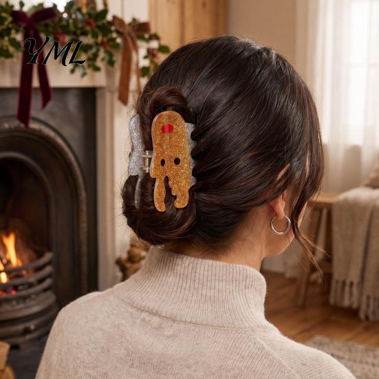 Accessori Leggeri per Capelli per Natale Pinza a Artiglio Donna, Fantasie Carine Antiscivolo Tenuta Forte Babbo Natale Pinza Squalo, Fermagli Decorativi