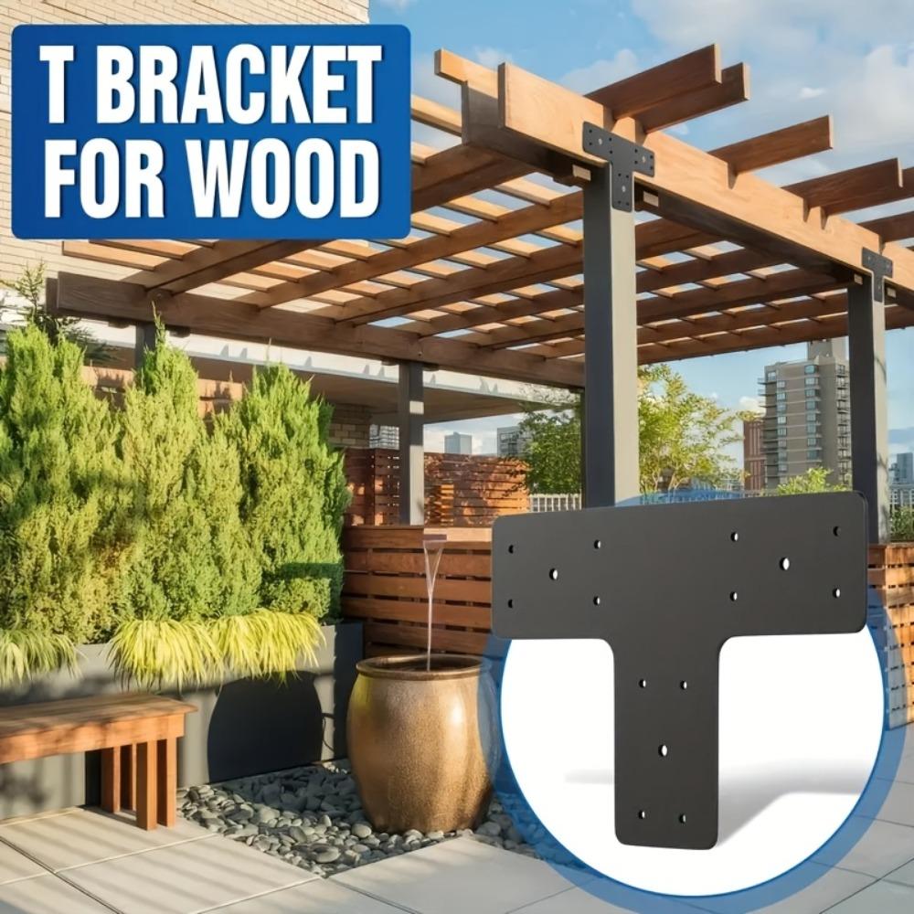 Soporte de Pergola Resistente en Forma de V L, Placa de Reparación de Pilar de Viga para Conexión de Vigas de Tejado de Casa Muebles de Madera, Sin Tornillos