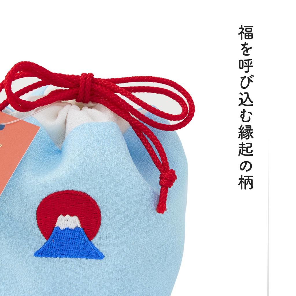JIKAN STYLE Enfuku Drawstring Made in with a Lucky Perfect for Small or 9cm x 9cm x 61338 Bag, Japan, Japanese-style Design, Items, Makeup, Gifts,