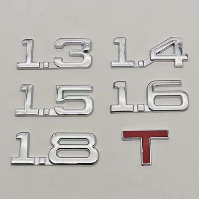 3D Metal Car Displacement 1.3 1.4 1.5 1.6 1.8 T Volume Logo Car Rear Trunk Emblem Badge Vehicle Sticker
