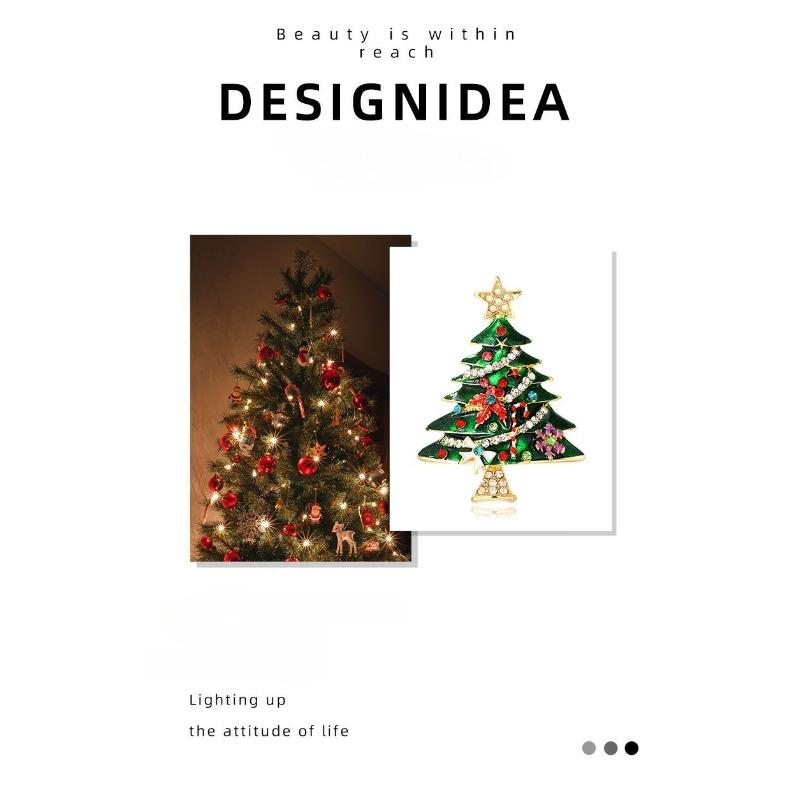 Christmas diamond studded brooch, Christmas tree brooch, autumn and winter coat sweater brooch, clothing accessories