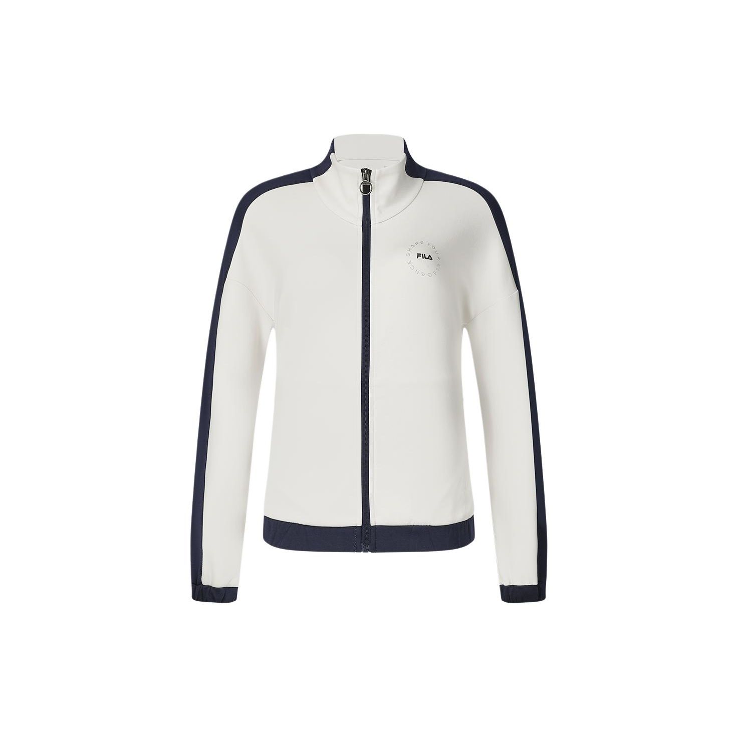 

FILA Retro Sports Stand Collar Jacket Color Block Fitness Knitted Jacket Women jackets Pebble-Gray A11W411501F-GY S