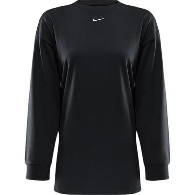 Loose Fit Solid Color Logo Print Long Sleeve T-Shirt Women Tops Black HF5321-010