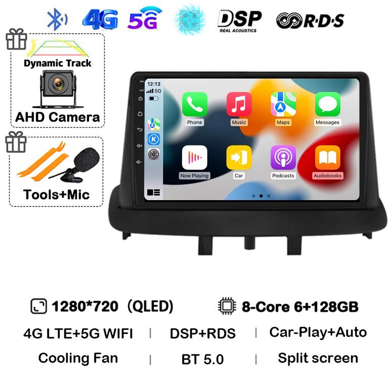 Android14 For Renault Megane 3 Fluence Samsung SM3 2008 2009 20010 - 2014 Car Radio Navigation Multimedia Player DSP BT Carplay