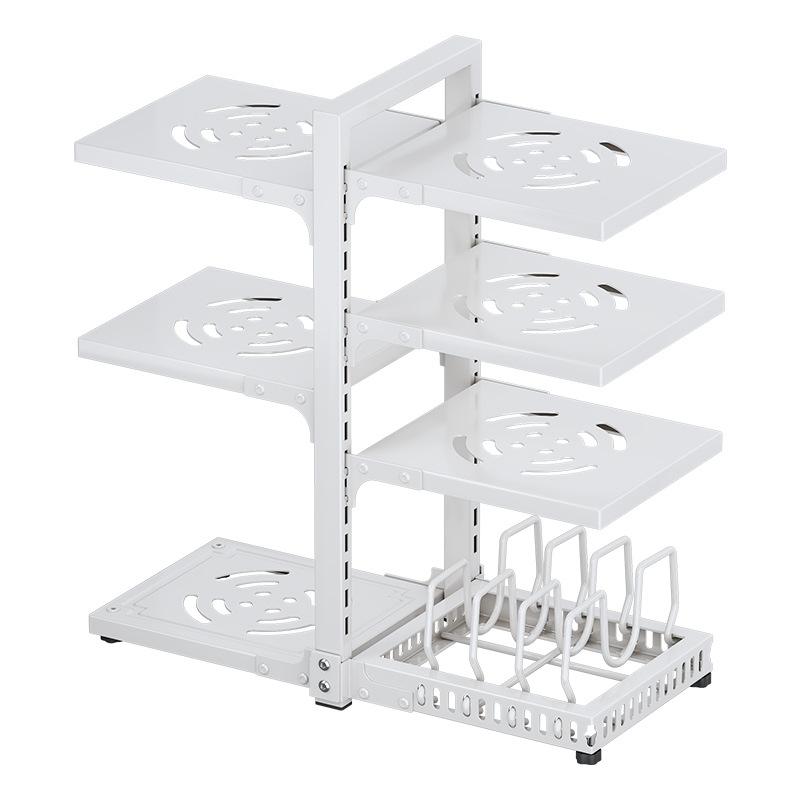 Kitchen Pot Holder Under Sink Multi-Layer Metal Storage Rack Snap-On Adjustable Pot Storage Rack Pots and Pans Storage Racks