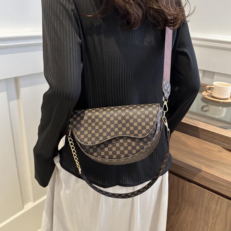 Vintage Pattern Crossbody Bags for Women Shoulder Bag Trend Small Purse and Handbag Luxury Designer Female Saddle Bag