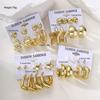 16 Pairs Punk Geometry CCB Earrings Set For Women Fashion Creative Pearl Water Drop Heart Thick Stud Earring Daily Party Jewelry