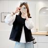 Women Plus Size Korean Style Lace Splicing Casual Round Neck Vest Waistcoat