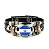 Factory National Country Flag Design Bracelet Crystal Bead Snap Button Sports National Team Jewelry Gift Leather Wrap Bracelet