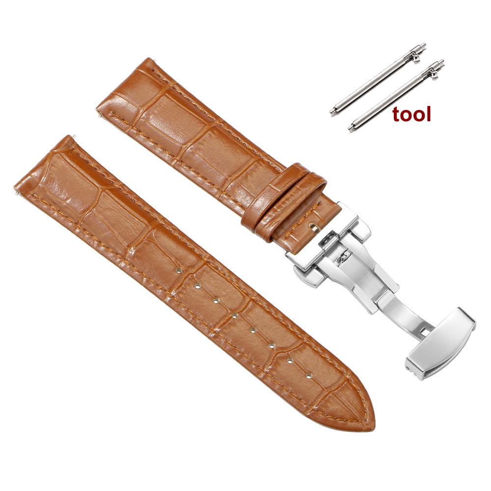 16mm 18mm 20mm 22mm Soft Cowhide Watchbands with Butterfly Clasp Strap Men Women Quick Release Replacement Wrist Belt Watch Band