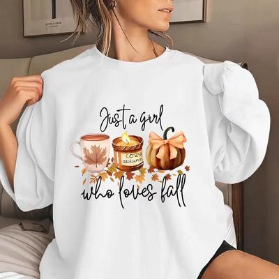 Damen Frühling Herbst Freizeit Sport O-Ausschnitt Langarm Hallowmas Bedruckter Pullover Kapuzenpullover Sweatshirt Top