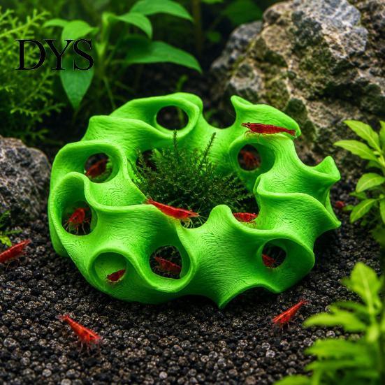 Stable Bottom Decoration for Aquarium 3D Printed Hideout Cave, Wavy Hollow Ring Fish Shrimp Shelter, Landscape Accessories Breeding Hiding Hole Decor,