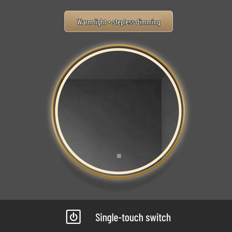 Round LED Bathroom Vanity Mirror with Frame, Anti-Fog, Wall-Mounted
