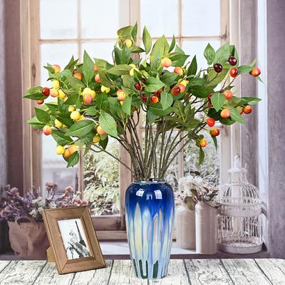 Simulation Plum Fruit Green Plants, Simulation Cherry Home Christmas Decoration Window Decoration Artificial Fruit Fake Flower