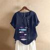 T-shirt Estiva Oversize in Cotone e Lino a Maniche Corte, Abbigliamento Donna Oversize Stampato in Cotone e Lino