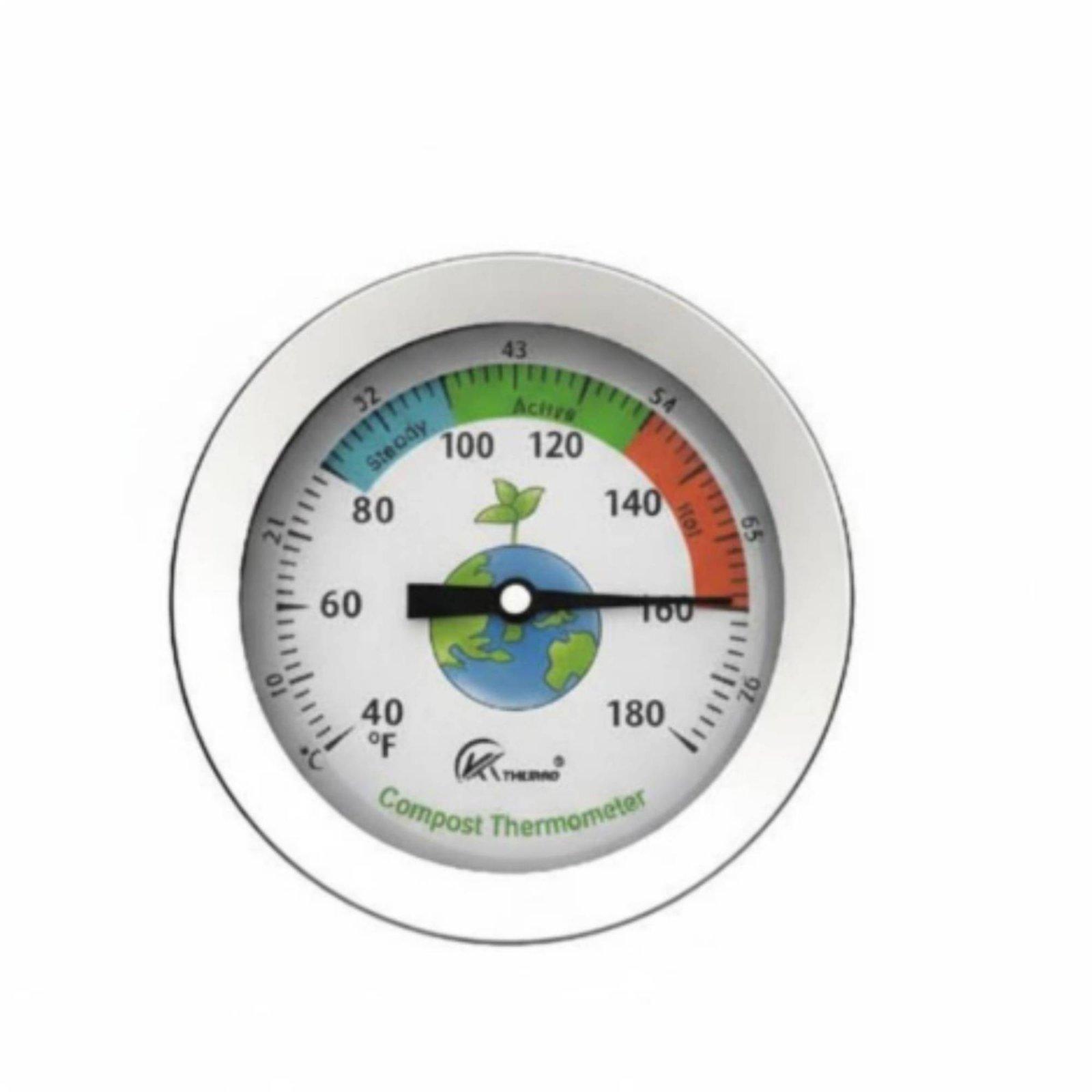 Long Rod Compost Thermometer Easy to Read Display 50cm Mechanical Garden Thermometer Stainless Steel Temperature Rod Waterproof
