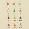 304 Edelstahl Geburtsstein Anhänger 18K Vergoldet Wischbare Anhänger Für DIY Halskette Schmuckherstellung 17mm x 8mm, 1 Stück