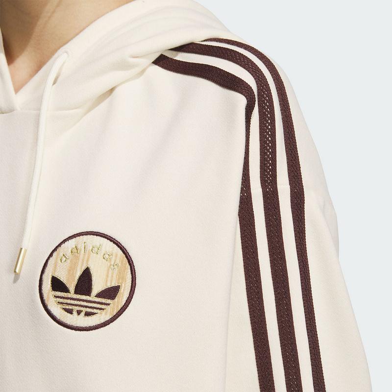 Adidas Originals Striped Design Loose Fit Hoodie Women Hoodies White JC6853