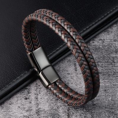 2026 European and American Trend Woven Leather Bracelet, Personalized Versatile Men's Magnetic Buckle Leather Bracelet Bracelet