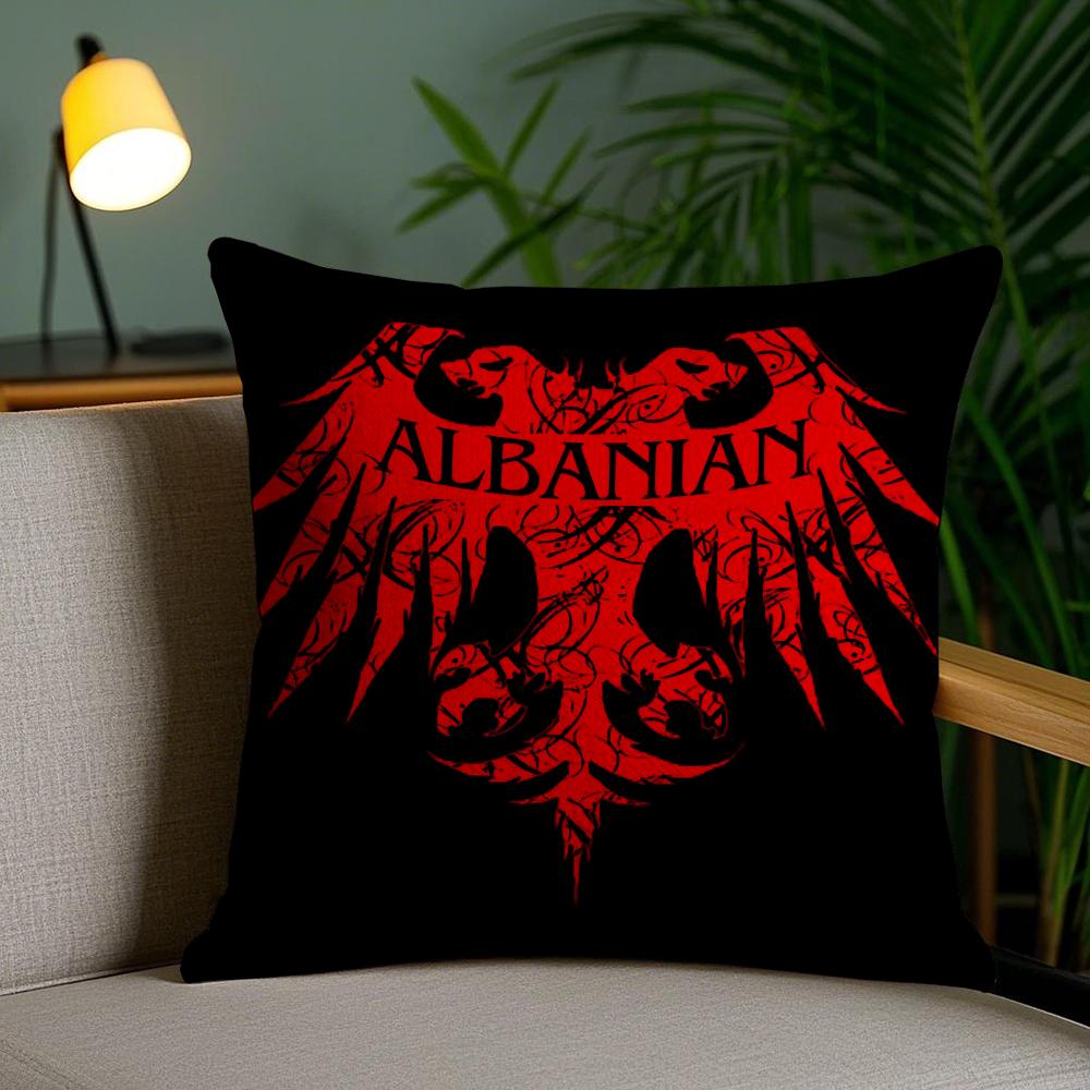 A-Albanias Flag Cushion Cover Soft Short Plush Double-Sided Printing Home Decor Machine Washable Pillow Case Gift