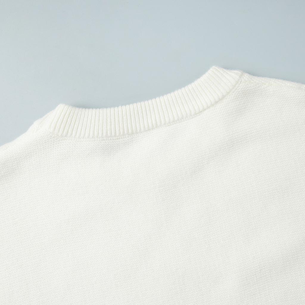 Autumn Winter Pure White Sweater Women's Round Neck Lazy Pullover Temperament Simple Comfortable Knitted Undercoat Top