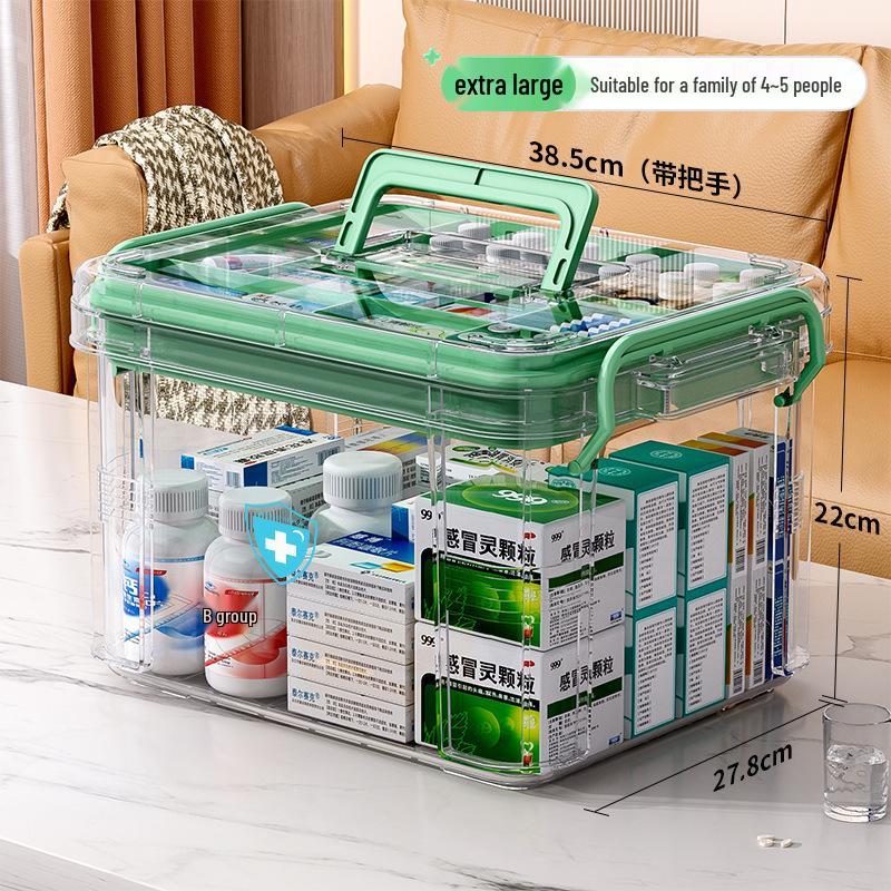 Large Multi-Layer Transparent Family Medicine Box and First Aid Kit