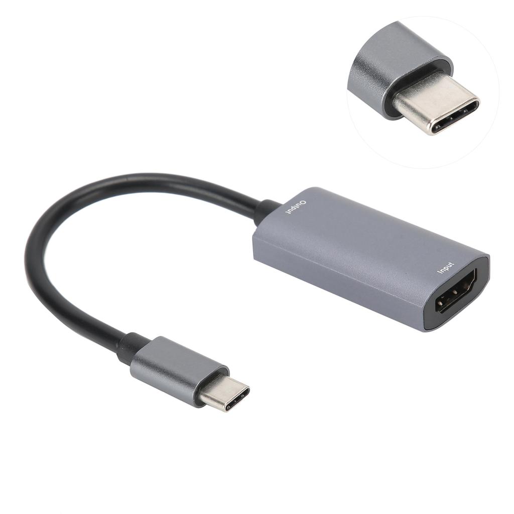 Portable Video Capture Card Equipment HDMI F To Type C M Maximum Support 1080P Gray