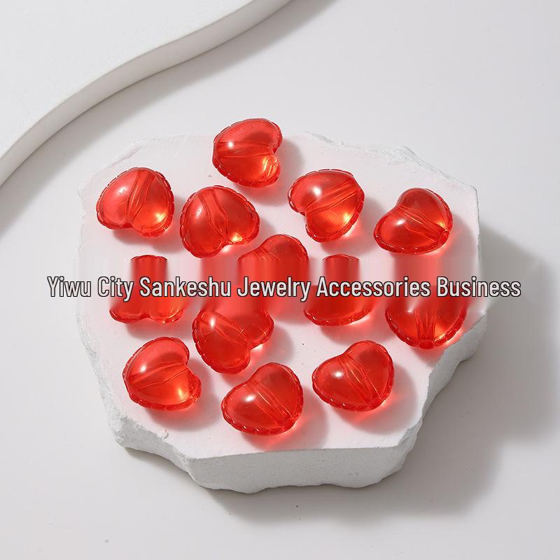 Acrylic Peach Heart Skirt Trim: Glossy Beaded Phone Charm
