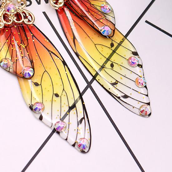 Colorful Butterflies Wing Shape Drop Earrings Women Simulation Rhinestone Dangle Hook Earrings Jewelry Accessory