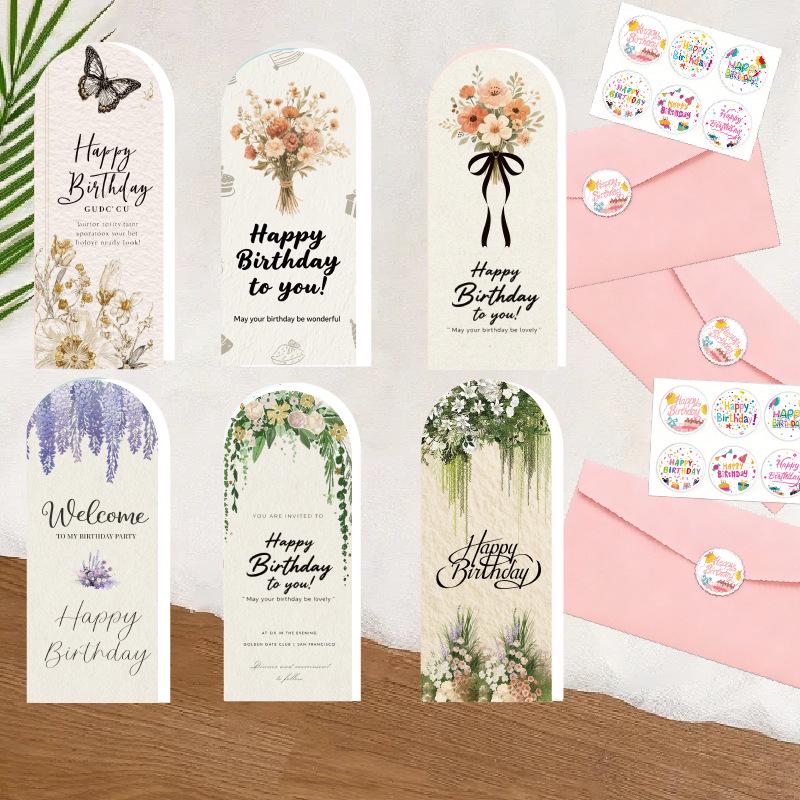 New Floral English Birthday Card with Creative Handwritten Wishes and Envelope