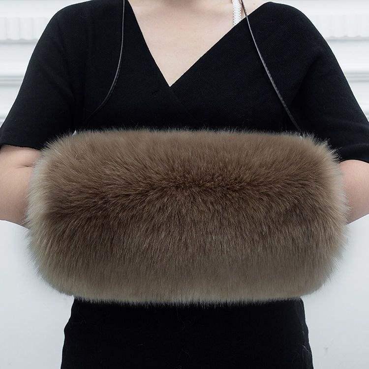 Cozy Faux Fur Muff Sleeve Hand Warmer - Winter Plush Tube Glove