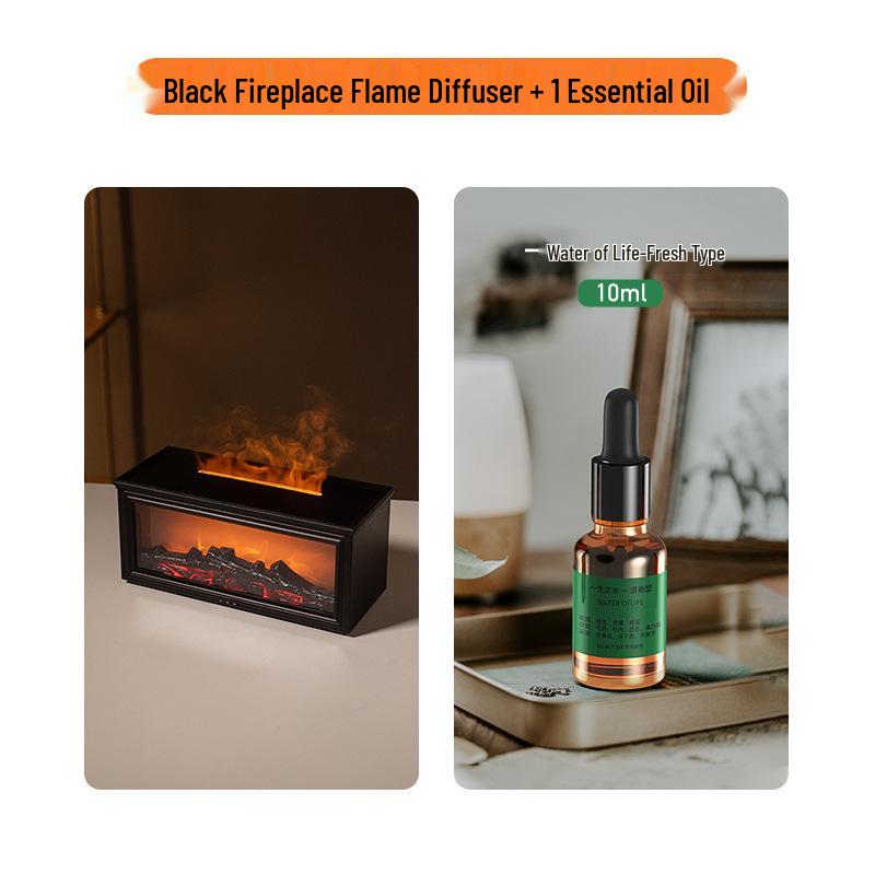 3D Aroma Diffuser & Fireplace Humidifier with Remote Control - Seven-Color LED Display