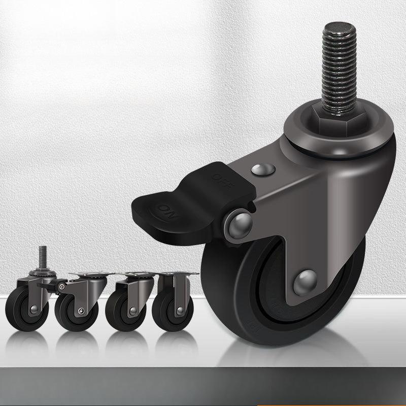 TPE casters with swivel wheels, brake, silent, heavy-duty, directional 2-inch sliding wheels for storage racks