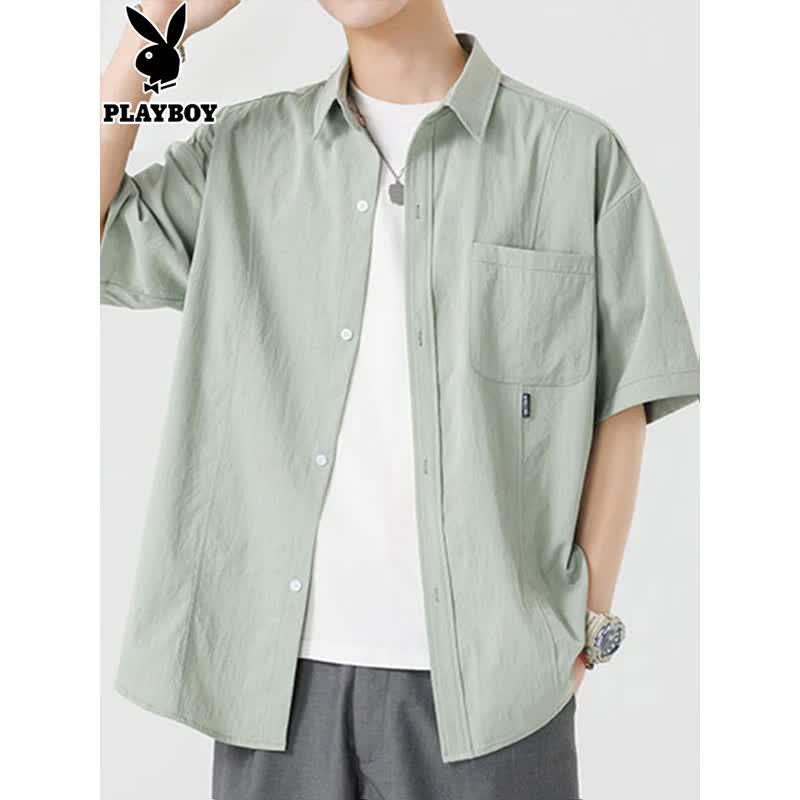 Playboy Men s Ice Silk Casual Short Sleeve Shirt XL