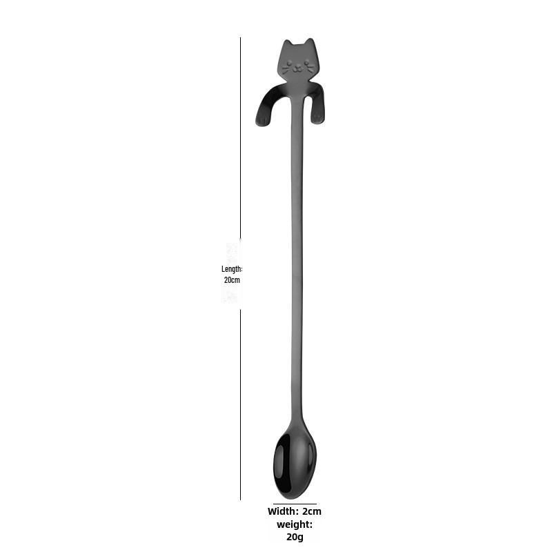 304 Stainless Steel Cat Coffee Spoon - Long Handle Stirring & Dessert Spoon
