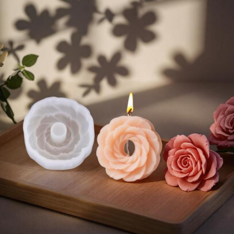 Food Grade Silicone Rings Flower Pillar Candle Mould Heat Resistant for Crafting and Home Decoration Projects