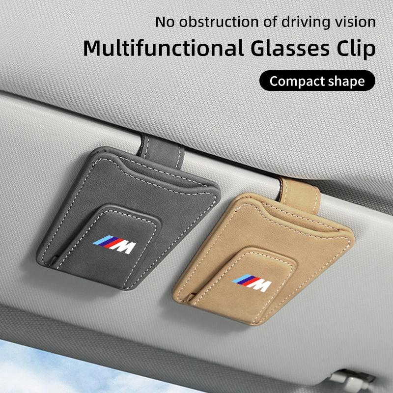 BAAL1 New 2025 Car Glasses Clip Sun Visor Card Glasses Holder Cars Accessories For BMW Motorsport X1 X3 X5 E39 E46 E90 F20 E60 F30 E36