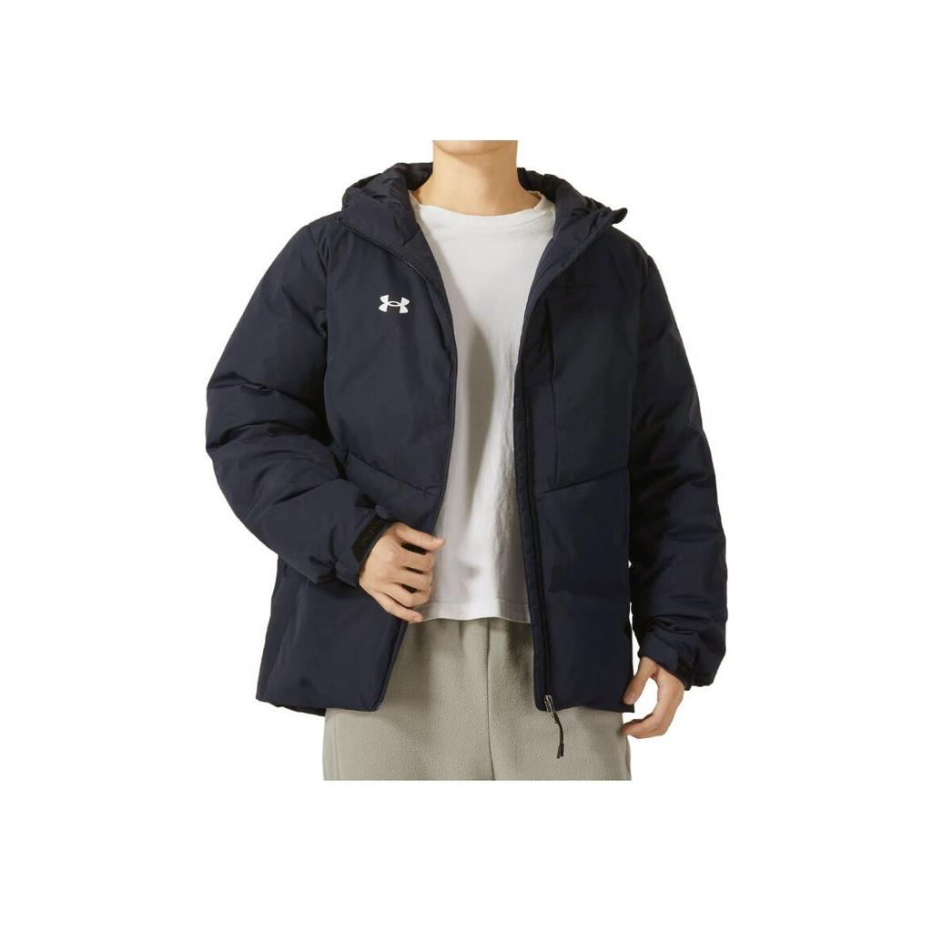 Under Armour Solid Color Casual Hooded Long Sleeve Down Jacket Unisex Jackets Navy-Blue 23600801-409
