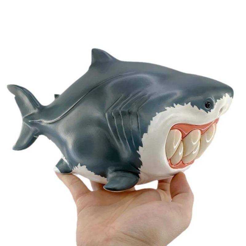 1pc Creative Parody Cute Shark Resin Ornament Animal Statue Living Room Desktop Ornament