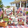 Star Striped Flower Wreath Throw Pillow Case 4th of July Patriotic Independence Memorial Day US Flag Cushion Cover