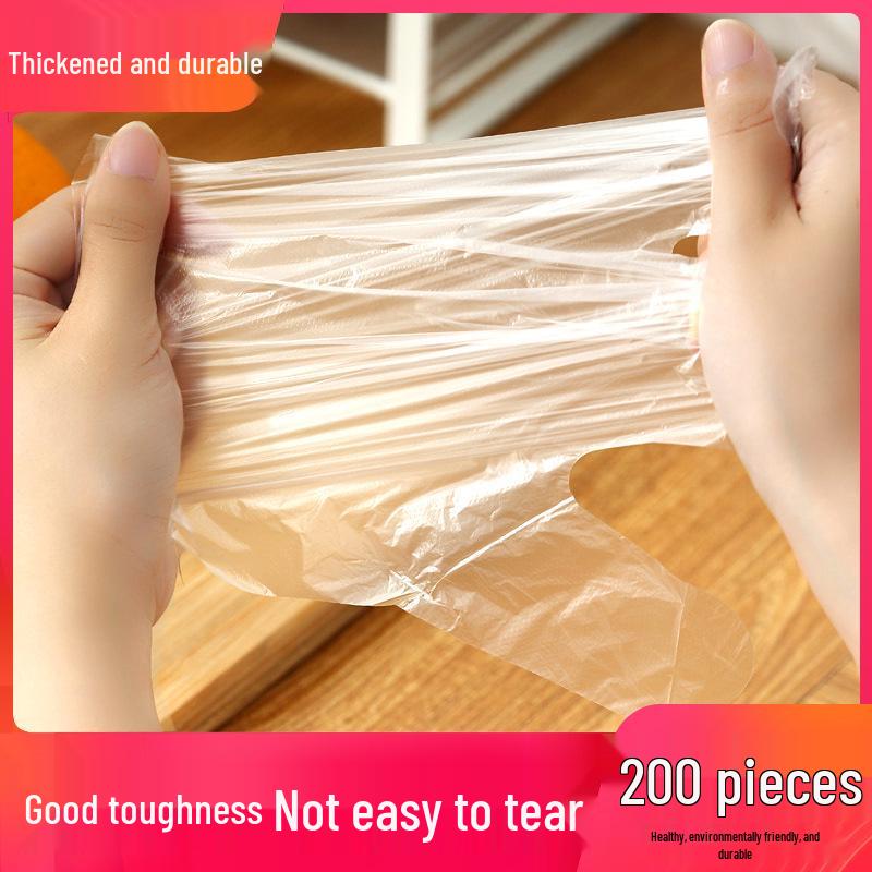 Disposable PE Plastic Gloves for Kitchen Hygiene - Clear, Thickened, Ideal for Cooking, Baking, and Food Handling
