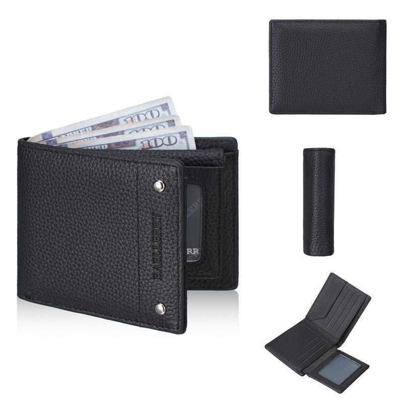 Baellerry Vintage Design Short Wallets for Men Fashion Genuine Leather ID Card Holder Purse